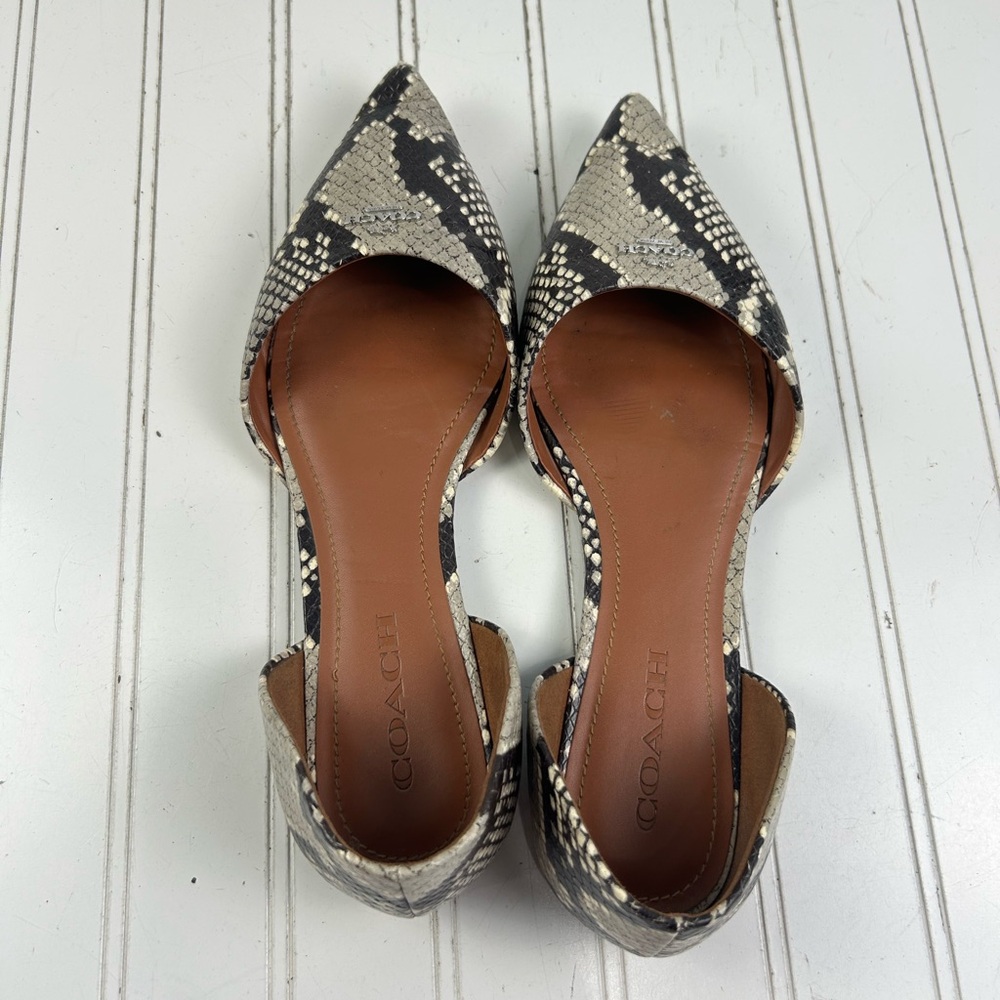 Coach Leather Pointy Toe Flats Natural (Snake) Womenโs Size 10 - Picture 3 of 11